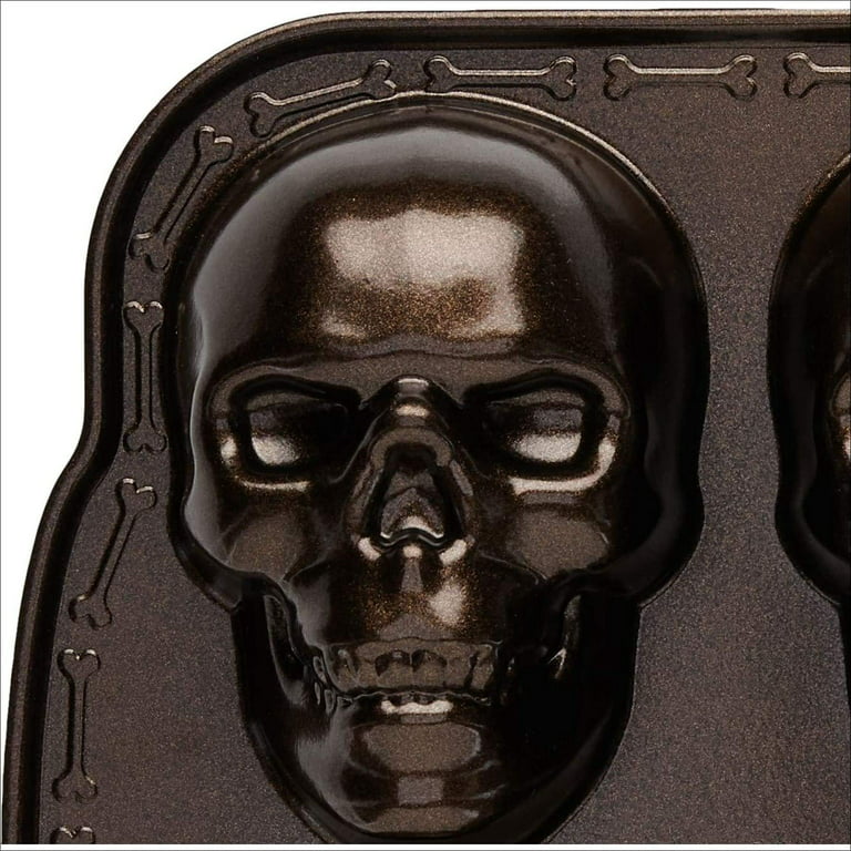 Nordic Ware Halloween Bakeware, Haunted Skull Cakelet Pan, Bronze 