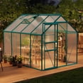 thumbnail image 2 of 6x8 FT Greenhouse Kit for Outdoors – Durable Aluminum Frame, Sliding Lockable Door, Adjustable Roof Vent, Gutter System, Easy Assembly 5-Green, 2 of 7