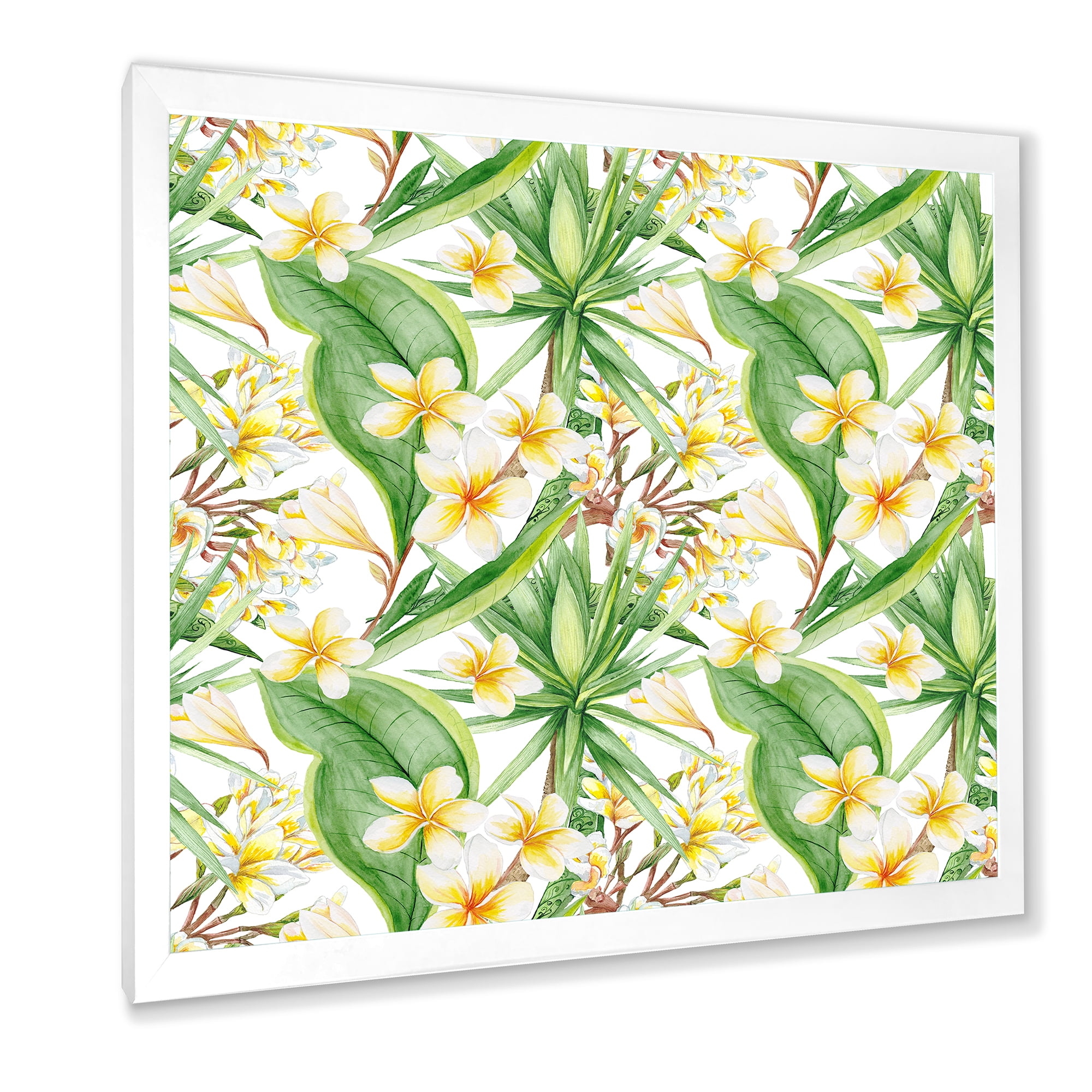 Designart 'Yellow Flowers and Tropical Foliage IX' Modern Framed Art Print