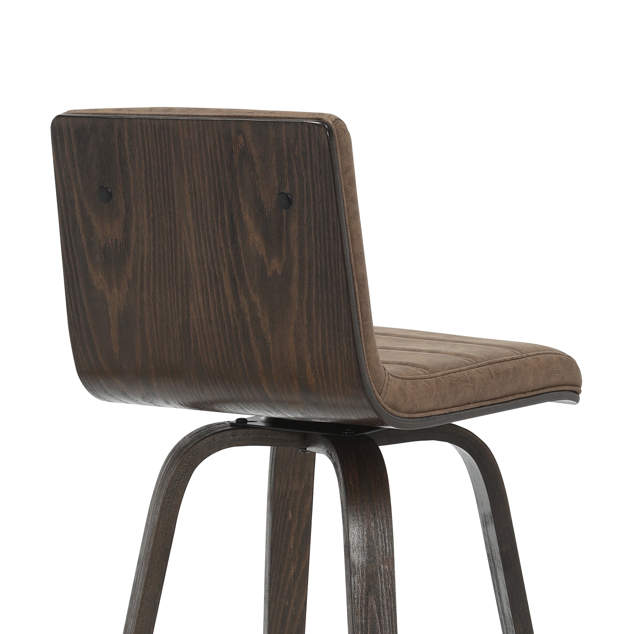 Vienna 39.5 in. H Swivel Bar Height Vintage Dark Brown Square Back Wood Bar Stool with Faux Leather Seat