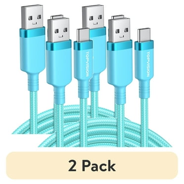 (2 pack) TOPVISION USB-C Cable, [2 Cables 6FT] Type C Charger Cord Nylon Braided, 3.1A Type C Fast Charging Cable, Compatible with iPhone15/16 Series, Samsung, Pixel, Moto, Android