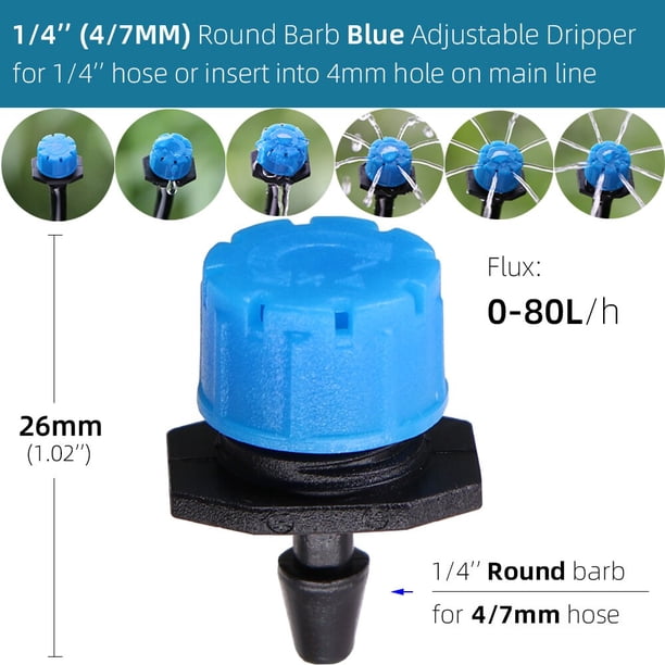 30-800PCS 12 Types of Adjustable 8-Holes Dripper Garden Irrigation Spinkler Nozzle Balcony Greenhouse Watering Emitter Automatic100 PCS He Qiyong unisex