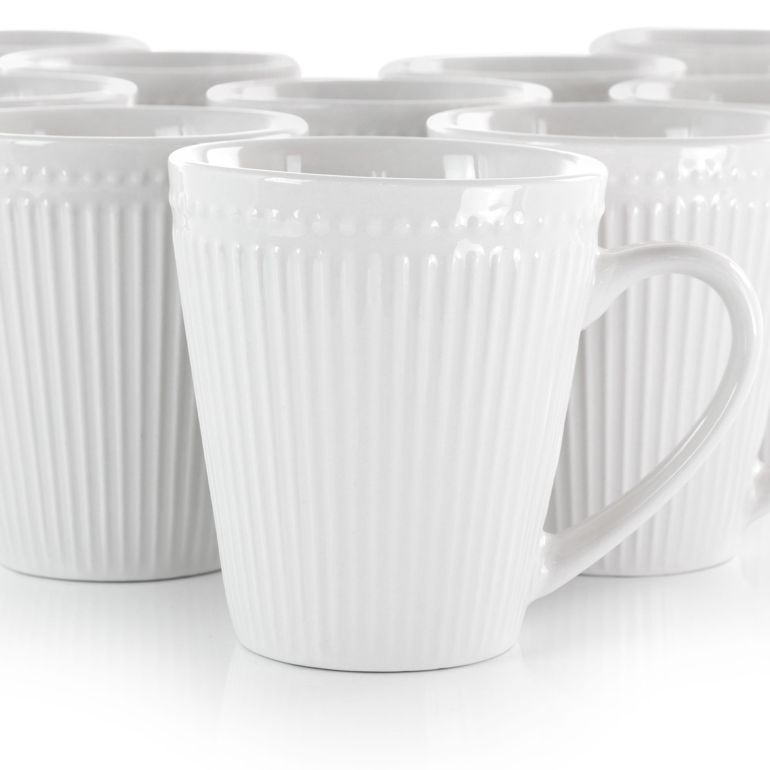 Elama Madeline 12 Piece Porcelain Mug Set in White