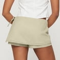 thumbnail image 4 of RYRJJ Womens Denim Skorts Y2k Low Waist Cargo Denim Mini Skirts with Shorts Button Down Bodycon Pencil Jean Skirts(Beige,M), 4 of 7