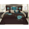 Fancy collection 7 pc comforter set embroidery Brown Turquoise Taupe New Bedding set Queen Size