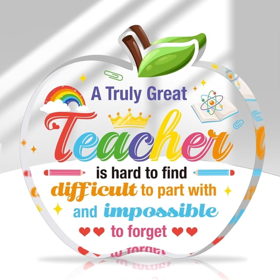Teacher Appreciation Gifts Keepsake with Bag, A Great Teacher is Hard to Find Acrylic Plaque Sign Keepsake with Bags for Teacher Gifts, Teacher Gifts Desk Sign Best Teachers Paperweight Gifts