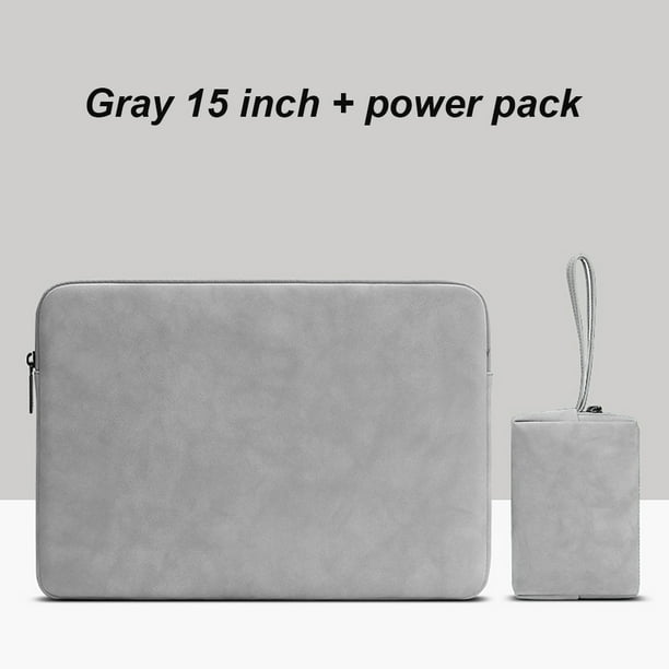 Funda para computadora portátil Funda de cuero impermeable para computadora portátil con cremallera Funda para computadora a prueba de golpes, gris, 15 pulgadas, bolsa de cargador Methold EL002886-11