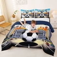 thumbnail image 3 of Erosebridal Western Football City Queen Comforter Set,Soccer Ball Games Bedding Comforter Set For Kids Boys,Reversible Navy 3-Piece, 3 of 7