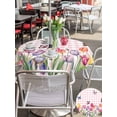 thumbnail image 5 of Outdoor Tablecloths with Umbrella Hole & Zipper, Tulips Spring Floral Round Tablecloths 60 Inch, Pink Plaid Flowers Butterfly Pastoral Waterproof Table Cloth, Patio/Pool/Picnic Table Covers, 5 of 8