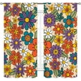 thumbnail image 2 of Funky Floral Curtains, Retro Vintage 60S 70S Hippie Groovy Boho Floral Flower Trippy Modern Aesthetric Window Curtains Drapery Treatments for Kitchen Bedroom Living Room 2 Panels Set, 52"x84" Inch, 2 of 5