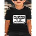 thumbnail image 1 of T-Shirt Garçon ROOBEN / Imprimé Graphique 'I'm Not Listening' / Coton Décontracté / Col Rond, Manches Courtes / Lavable en Machine / Ajustement Confortable pour l'Été / Noir Multi-Tailles, 1 of 6