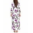 thumbnail image 4 of WTOBBY Women's Floral Print V-Neck 3/4 Sleeve A-Line Beach Dress, Casual Maxi Sundress with Flowy Skirt for Summer Vacation,Purple 2XL, 4 of 4