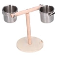 thumbnail image 4 of Soporte para pájaros, soporte de madera para loros con taza de alimentación de acero inoxidable, soporte para beber para loros, juguete para pájaros, 4 of 10