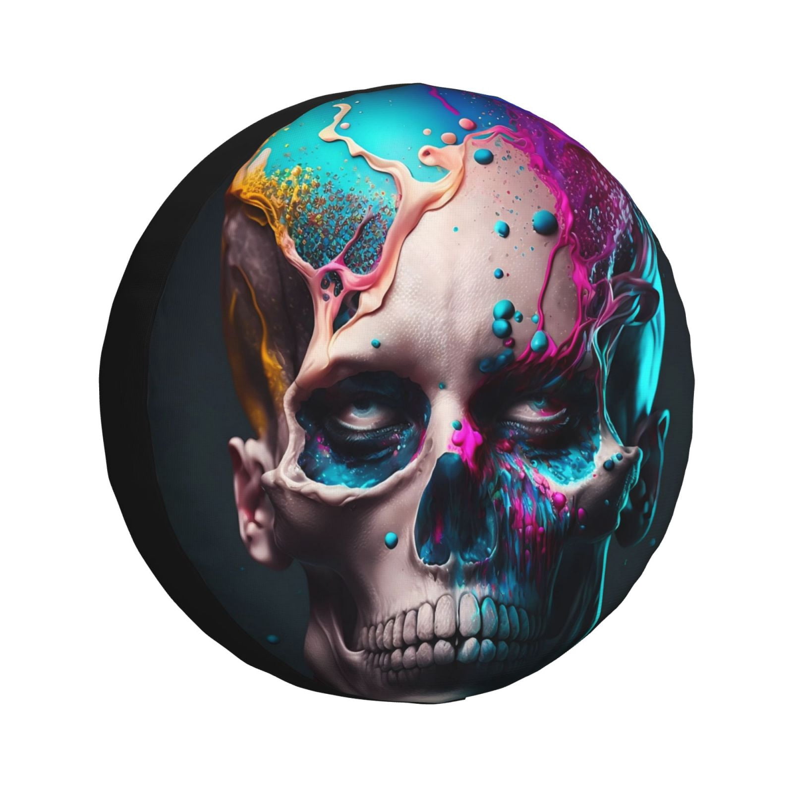KLL Modern Abstract Colorful Skull B Pattern 14-17 inch Spare Tire Cover Universal Wheel Protector for Truck SUV Trailer Camping Rv Tire Covers-17 inch