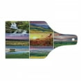 thumbnail image 1 of Summer Cutting Board, Summer Landscapes Waterfall Blooming Flowers Purple Sunshine Natural Paradise, Tempered Glass Cutting and Serving Board, Wine Bottle Shape, Red Yellow Green, by Ambesonne, 1 of 1