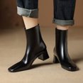 thumbnail image 1 of Teissuly French Squares Head Temperament Short Boots Stretch High Heel Short Boots Chunky Heel Thin Small Leather Boots Back Zipper Short Boots Soft Leather Short Boots Teissuly WER202312144609, 1 of 8