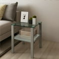 thumbnail image 5 of Glass Two Layer Tea Table, Small Round Table, Bedroom Corner Table, Living Room Grey Side Table, 5 of 9