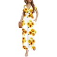 thumbnail image 2 of JuneFish Women Casual Short Sleeve Deep V Neck Pleated Maxi Long Dress with Pockets, 2 of 5