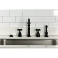 thumbnail image 3 of Kingston Brass KB1790BEXBS Essex Double-Handle 4-Hole Widespread Kitchen Faucet with Brass Sprayer in Matte Black, 3 of 8