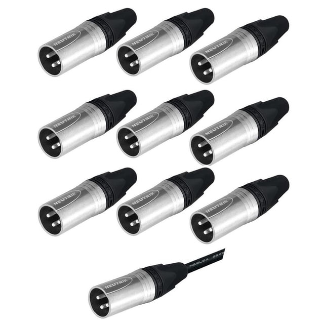 Set de 10 Conectores XLR Neutrik NC3MXX Macho 3 Pines Niquel