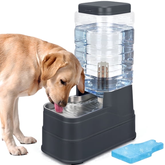 2.2 Gallon Dog Automatic Water Dispenser Cat Gravity Waterer Feeder with Filter Ice Pack