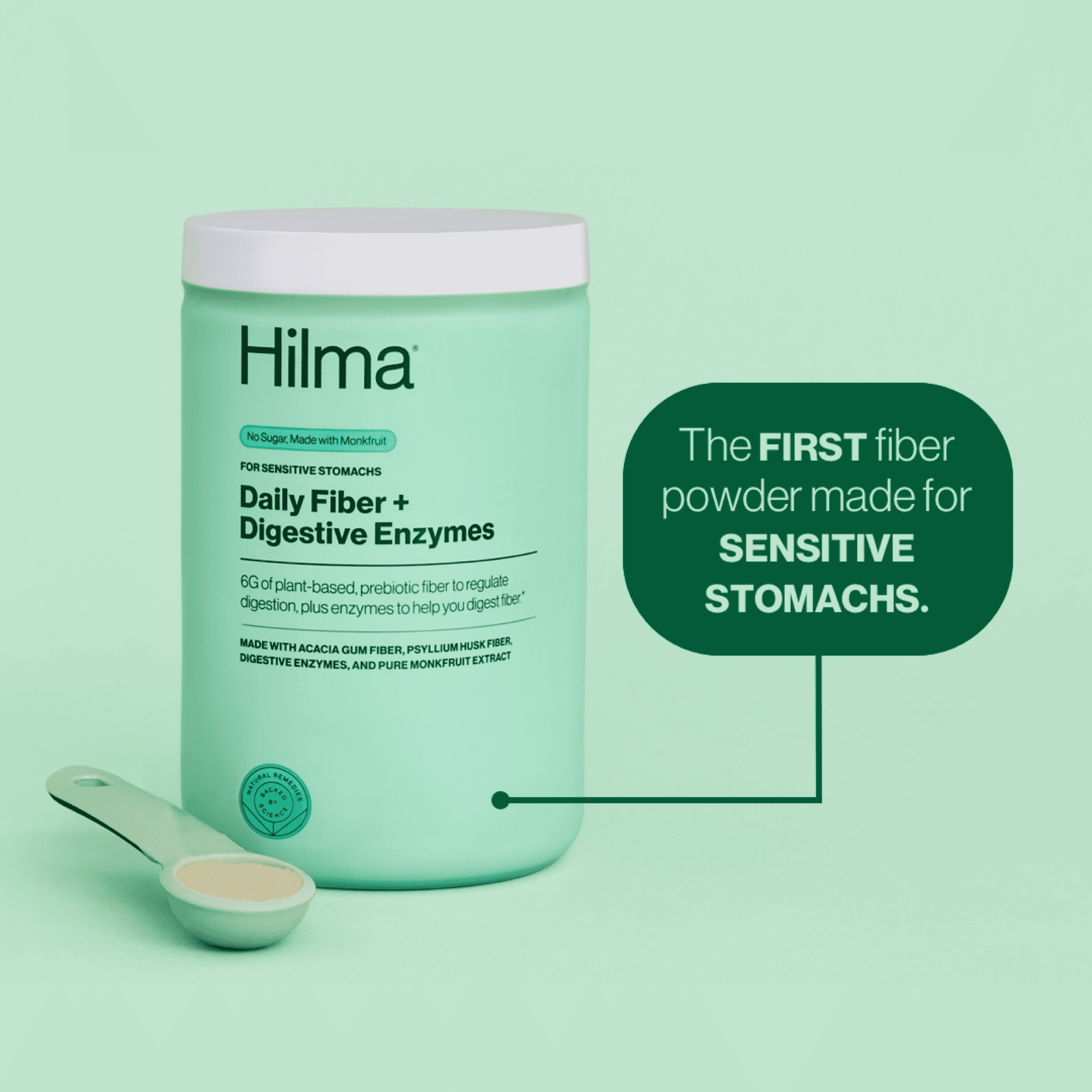 Hilma Daily Fiber + Digestive Enzymes Dietary Supplement Powder, Doctor Formulated, 30 Servings