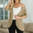 thumbnail image 2 of bbymog Thin Cardigans for Women Lightweight Open Front Cardigan 3/4 Sleeve Ruffles Cardigan Sweaters Fall Casual Loose Cardigans for Women Trendy Khaki XL, 2 of 8