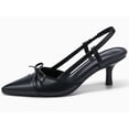 thumbnail image 2 of Women  Bow Tie Slingback Pumps Pointed Toe Kitten Low Heel Patchwork Dress Heeled Sandals, 2 of 3