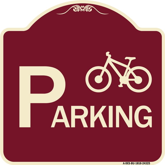 SignMission Designer Series Sign - Bicycle Parking (With Graphic) | Burgundy 18" X 18" Heavy-Gauge Aluminum Architectural Sign | Protect Your Business & Municipality | Made in the USA