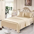 thumbnail image 2 of 4 Pcs Smooth Satin Silk Sheet Set Deep Pocket Bed Sheet Wrinkle Fade Resistant, 2 of 5