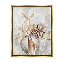 Stupell Industries Various Beige Sea Life Animals & Insects Painting Gold Floater Framed Canvas Art Print Wall Art, 17 x 21