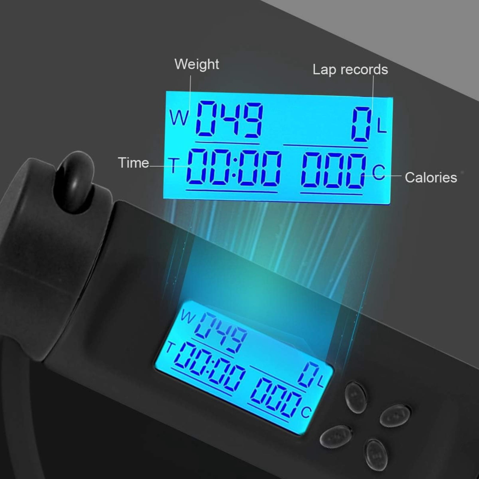 Digital Weighted Jump Rope with Calorie Counter Includes 6 Sweat Wristbands, Adjustable 9ft Cord & Cordless Mode