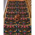 thumbnail image 2 of Bohemian Stair Treads for Wooden Steps Indoor Runner Rug Carpet, Red Green Tribal Mexican Abstract Flower 4 Pieces Peel and Stick Staircase Step Treads Covers Washable Throw Door Mats, 30"x8", 2 of 6