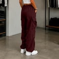 thumbnail image 5 of Maqroz Womens Cargo Pants Baggy Y2K Parachute Sweats Wide Leg High Waisted Outdoor Trousers Streetwear Bottoms for Hiking with Adjustable Cuffs, 5 of 6