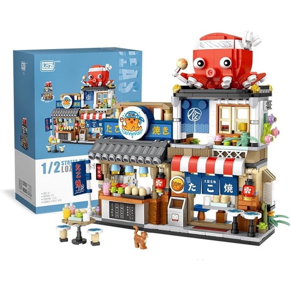 Japanese Street Scene Takoyaki Store Mini Building blocks, creative building block toys, collectible building block toys (722 pieces)