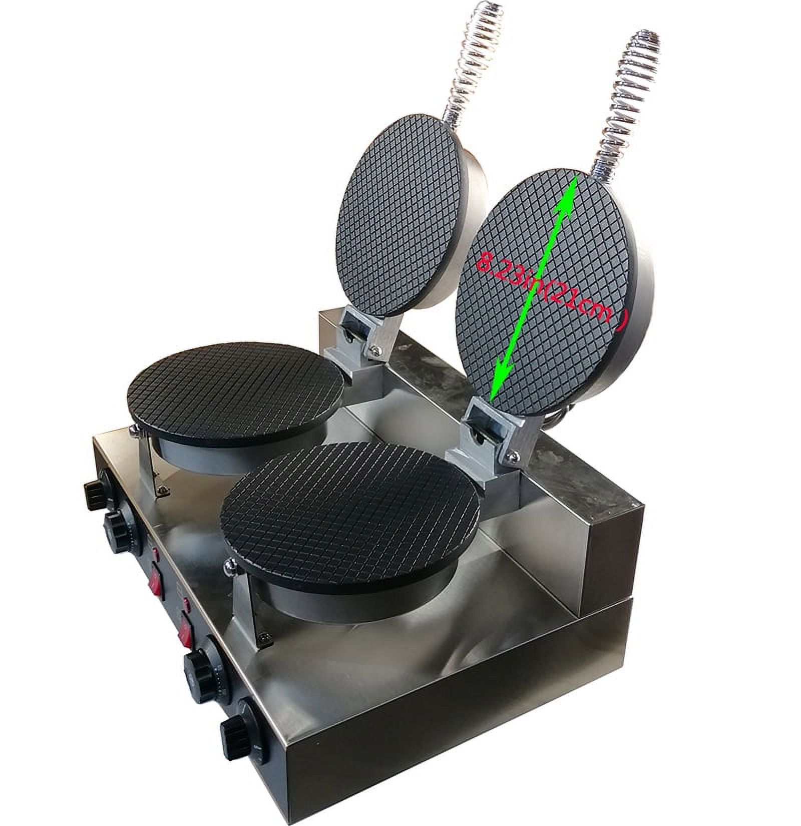 EQCOTWEA Ice Cream Cone Machine Waffle Maker Double Head with Ice Cream Cone Sleeves