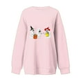 thumbnail image 4 of Inverlee Women's Halloween Sweatshirts Cute Pumpkin Ghost Print T-shirt Loose Fit Crewneck Sweatshirt Long Sleeve Dressy Casual Pullover Tops Halloween Party Supplies, 4 of 5