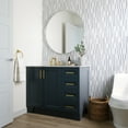 thumbnail image 2 of Ariel Taylor 43 In. Left Offset Single Rectangle Sink Vanity With Carrara White Marble 0.75In Countertop In Midnight Blue, 2 of 11