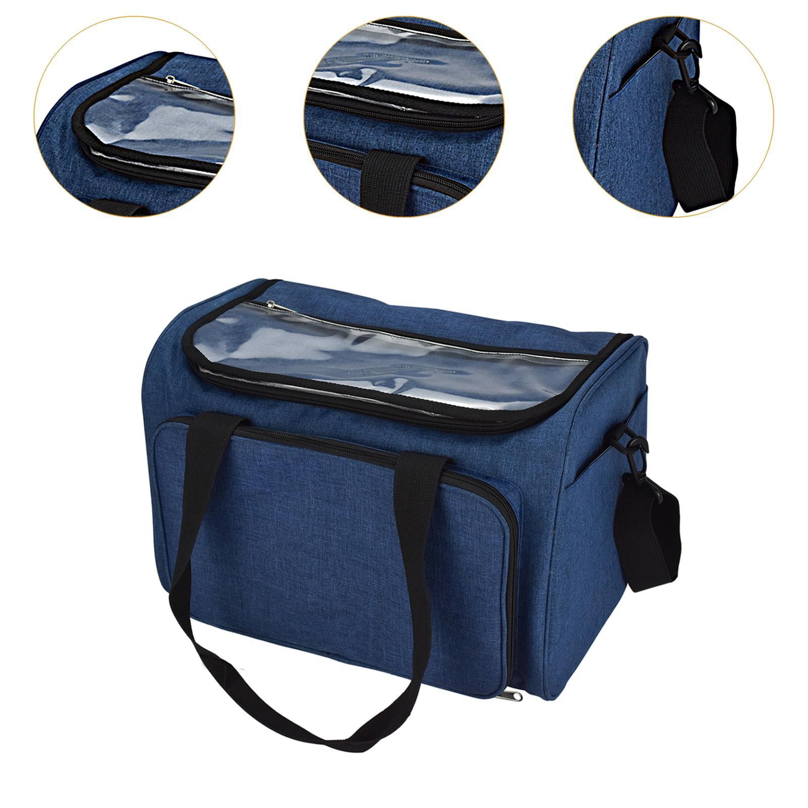 HILABEE Crochet Knitting Bag Organizer Crochet Bag Shoulder Bag Large Capacity Yarn Tote Organizer for Crocheting Unfinished Projects Blue
