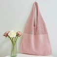 thumbnail image 3 of Stylago Crochet Bags for Women Beach Mesh Tote Bag Shopping Shoulder Handbag Casual Packable Summer Travel Boho Pocket Pink, 3 of 5