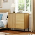 thumbnail image 6 of Modern Minimalist Wood Nightstand with Doors ,31.5" Large End Table,Reeded Design Bedside Table for Bedroom, Living Room,Entryway, 6 of 7