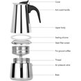 thumbnail image 3 of Stovetop Espresso Maker, 2 Cups Portable Stainless Steel Moka Pot, Italian Coffee Maker for Gas, Stovetop, 3 of 5