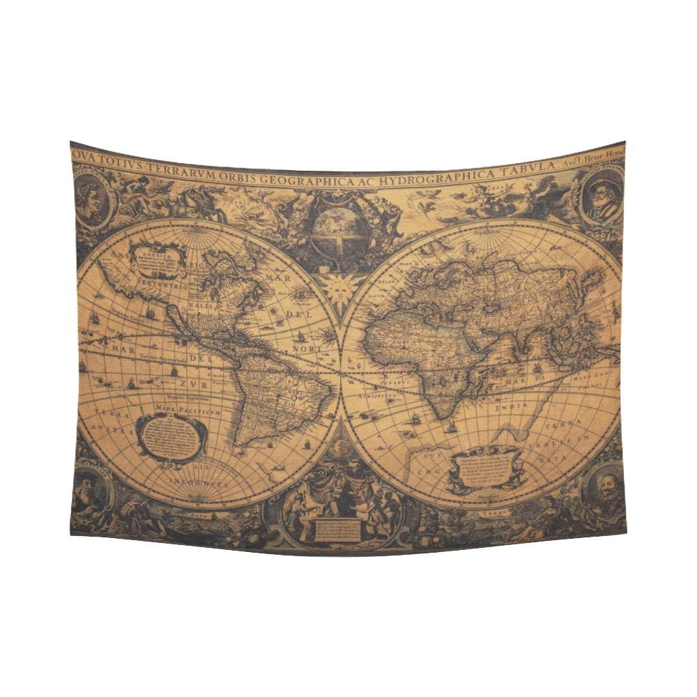 PHFZK Global Map Wall Art Home Decor Ancient World Map