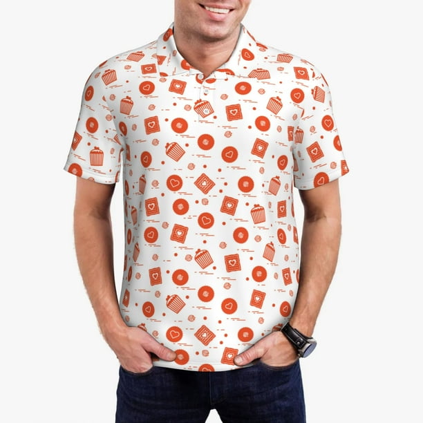 Balery Pastry Camisa Polo de Hombre con Estampado, de Manga Corta y Tejido Medio, Camisa Tipo Golf Polo-Large