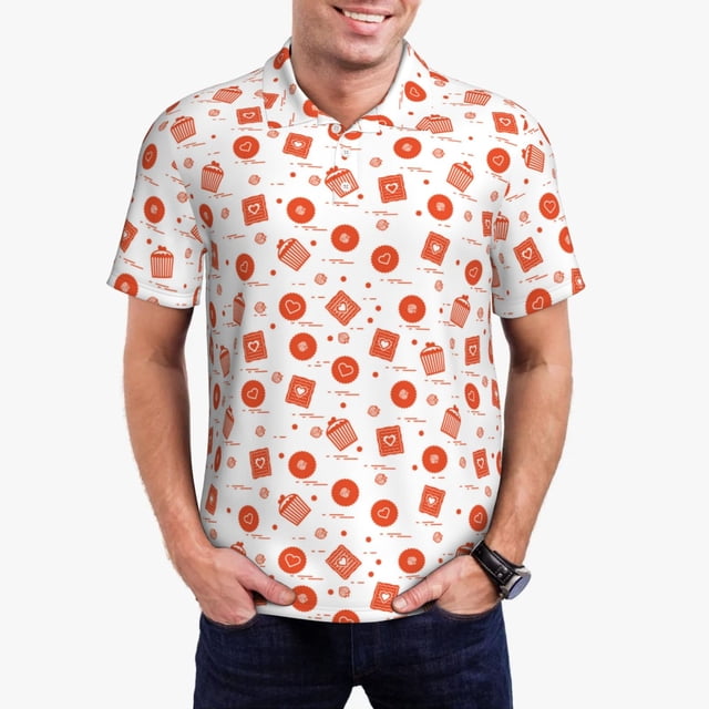 Balery Pastry Camisa Polo de Hombre con Estampado, de Manga Corta y Tejido Medio, Camisa Tipo Golf Polo-Medium