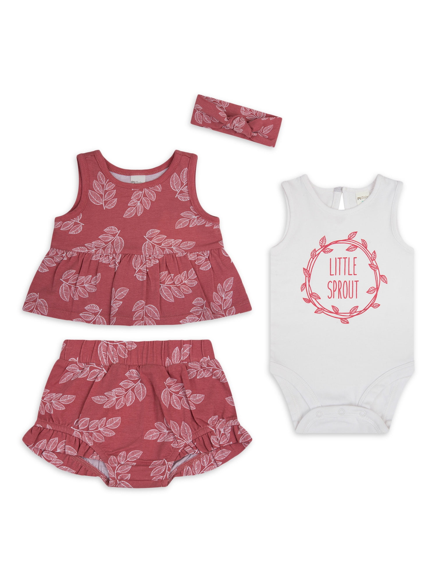 Petit Lem Baby Girl 4 Piece Short Set Dusty Pink Walmart Com