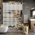 thumbnail image 5 of White Daisy No Hooks Shower Curtain with Snap-in Liner Spring Vintage Plant Bow Light Wood Grain Retro Shower Curtains for Bathroom, Waterproof, Easy Install, Washable 72"x84", 5 of 9