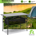thumbnail image 2 of Magshion 37" Folding Camping Table Outdoor Portable Table with Storage Space, Aluminum Roll Up Tabletop & Carrying Bag for Outdoor Picnic Beach BBQ Backyards, Black, 2 of 10