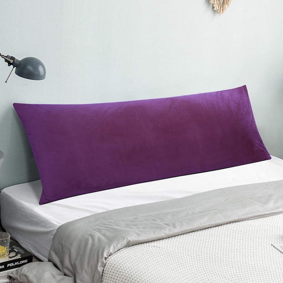 Flxxie Velvet Soft and Cozy Body Pillowcase, Luxury Fuzzy Long Body Pillow Cover with Zipper for All Seasons, 20"x54", Purple