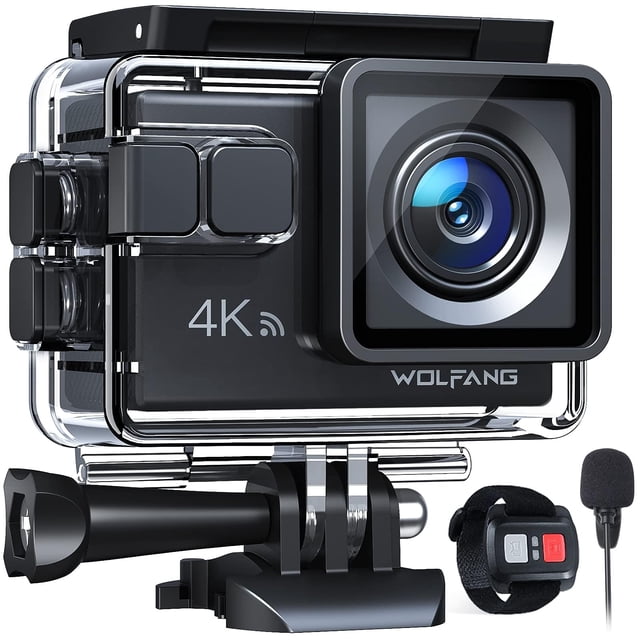 Cámara de acción WOLFANG GA100 4K 20MP impermeable 40 m con micrófono